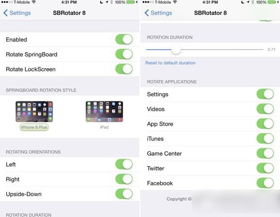 sbrotator怎么用？ios8越獄sbrotator8使用方法1