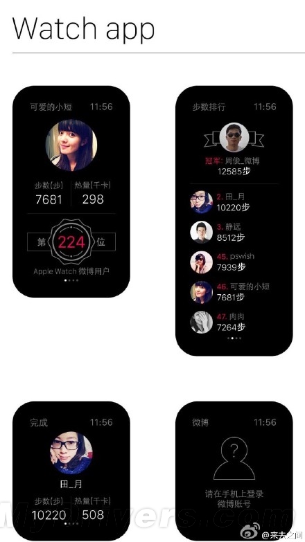 Apple Watch版微博曝光：这还是微博吗？