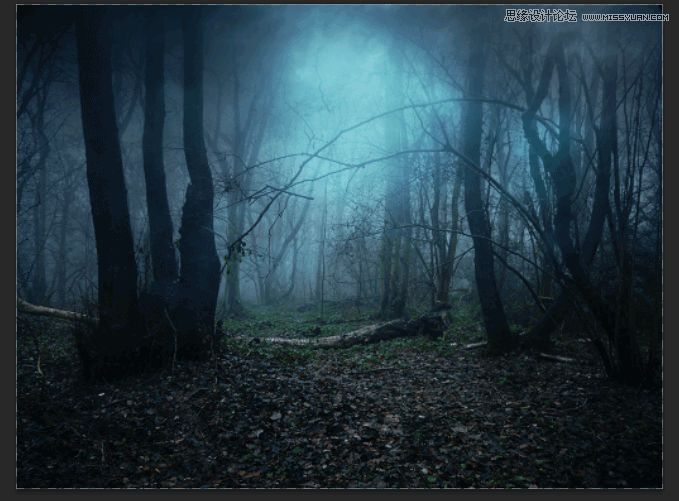 Photoshop合成恐怖效果的森林人像場景