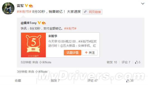 小米太牛逼了：8分30秒銷(xiāo)售破億！