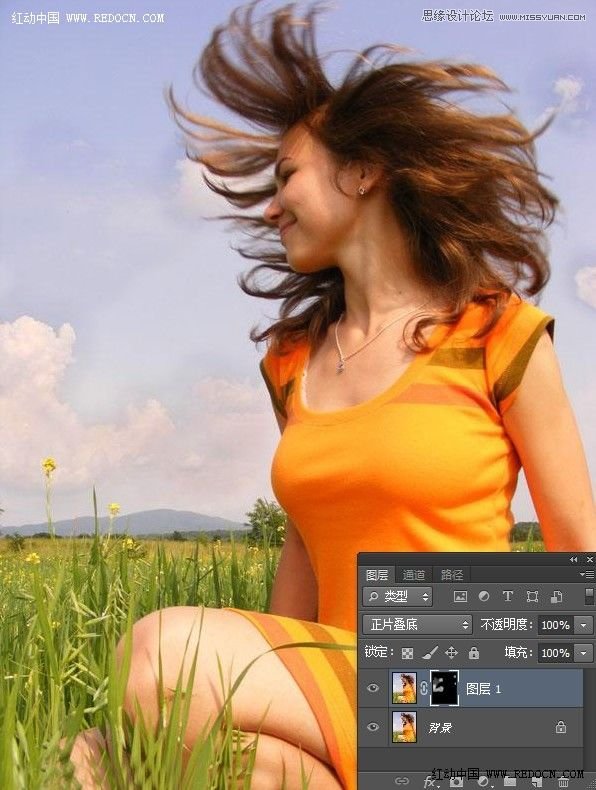 Photoshop調(diào)出草地上女孩唯美清新的青綠色調(diào)教程