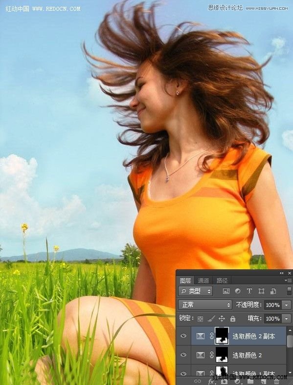 Photoshop調(diào)出草地上女孩唯美清新的青綠色調(diào)教程