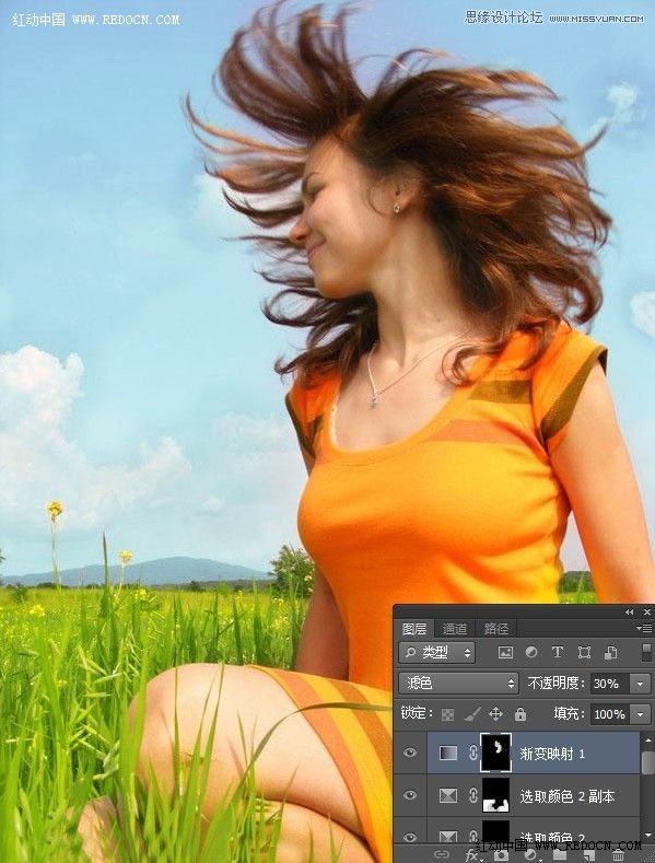 Photoshop調(diào)出草地上女孩唯美清新的青綠色調(diào)教程