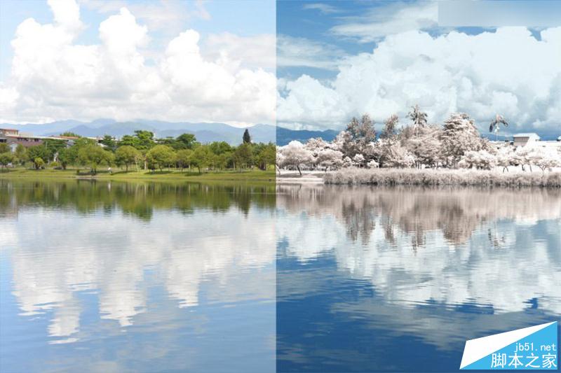 Photoshop將外景風(fēng)光大片調(diào)出IR紅外線濾鏡的超夢幻雪景照片