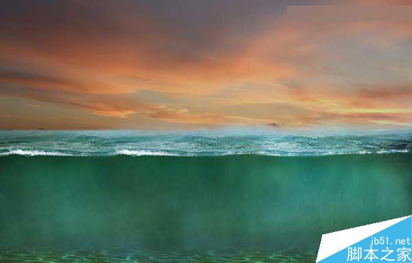 Photoshop合成海洋巨龜馱著島在水上漂浮的效果圖