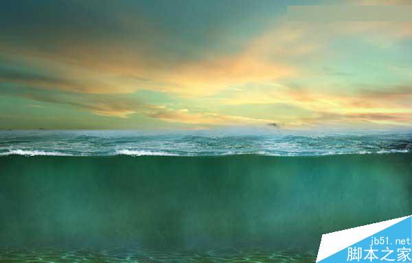 Photoshop合成海洋巨龜馱著島在水上漂浮的效果圖