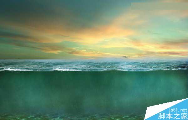 Photoshop合成海洋巨龜馱著島在水上漂浮的效果圖