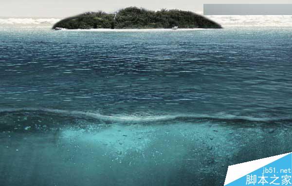 Photoshop合成海洋巨龜馱著島在水上漂浮的效果圖