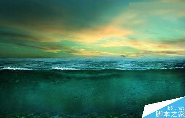 Photoshop合成海洋巨龜馱著島在水上漂浮的效果圖
