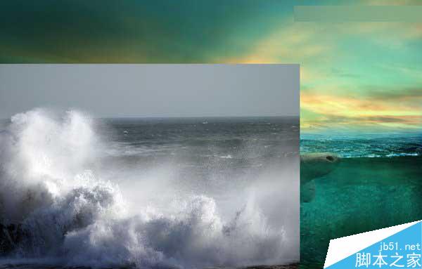 Photoshop合成海洋巨龜馱著島在水上漂浮的效果圖