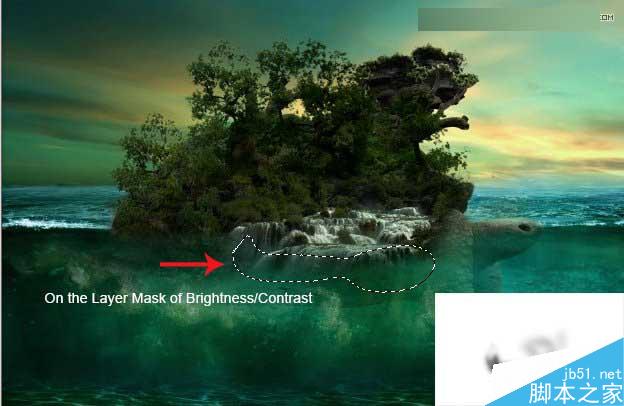Photoshop合成海洋巨龜馱著島在水上漂浮的效果圖