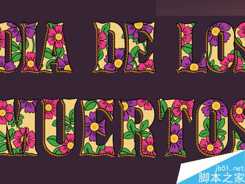 Photoshop制作简易复古的亡灵节万寿菊花朵艺术字教程