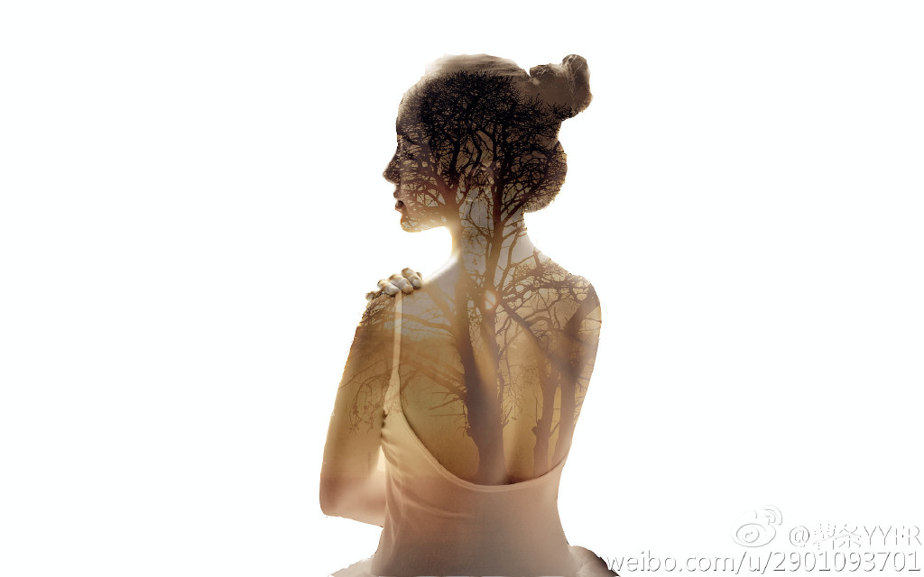 Photoshop合成創(chuàng)意的人像和植物結(jié)合的二次曝光效果