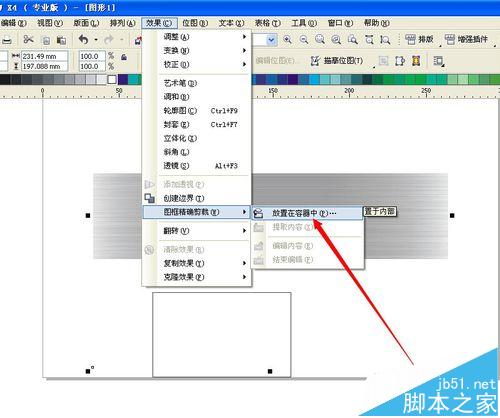 5,用矩形工具绘制适合的矩形,选择模糊的位图,放置在矩形中.