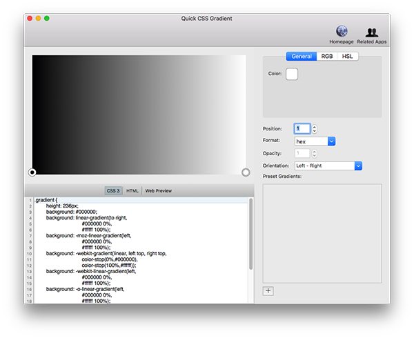 Quick CSS Gradient Mac版下载 Quick CSS Gradient for Mac V1.0 苹果电脑版 下载--六神源码网