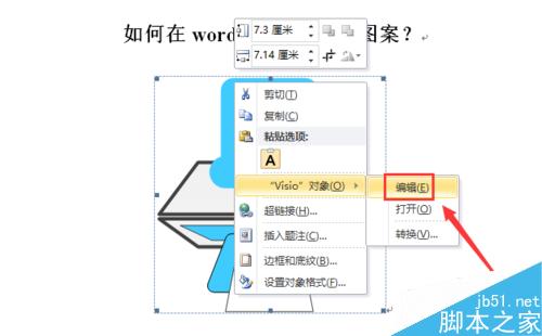 如何在word中编辑visio图案？