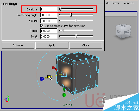 MAYA Polygons建模Edit Mesh命令集詳解解釋 腳本之家 MAYA建模教程2-extrude-faces-divisions.gif