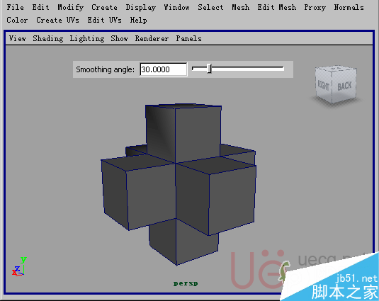 MAYA Polygons建模Edit Mesh命令集詳解解釋 腳本之家 MAYA建模教程3-extrude-face-smoothing-angle.gif