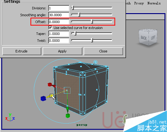 MAYA Polygons建模Edit Mesh命令集詳解解釋 腳本之家 MAYA建模教程4-extrude-face-offset.gif
