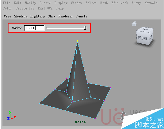 MAYA Polygons建模Edit Mesh命令集詳解解釋 腳本之家 MAYA建模教程11-Extrude-Vertex-Width.gif