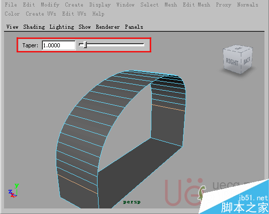 MAYA Polygons建模Edit Mesh命令集詳解解釋 腳本之家 MAYA建模教程18-Bridge-Taper.gif