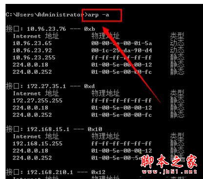 查看arp地址列表