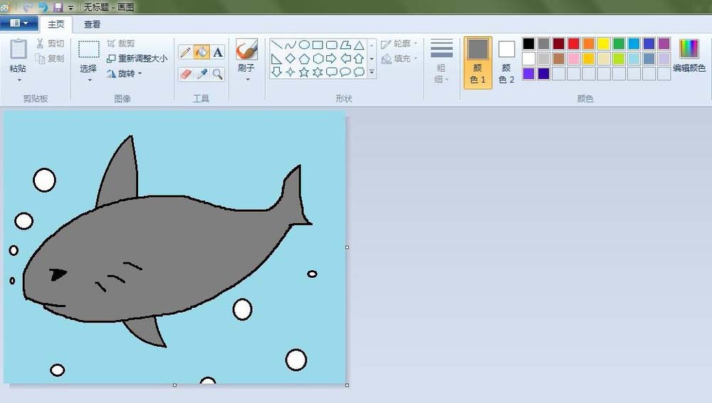 电脑自带的画图工具怎么手绘鲨鱼?_系统工具_软件教程_脚本之家