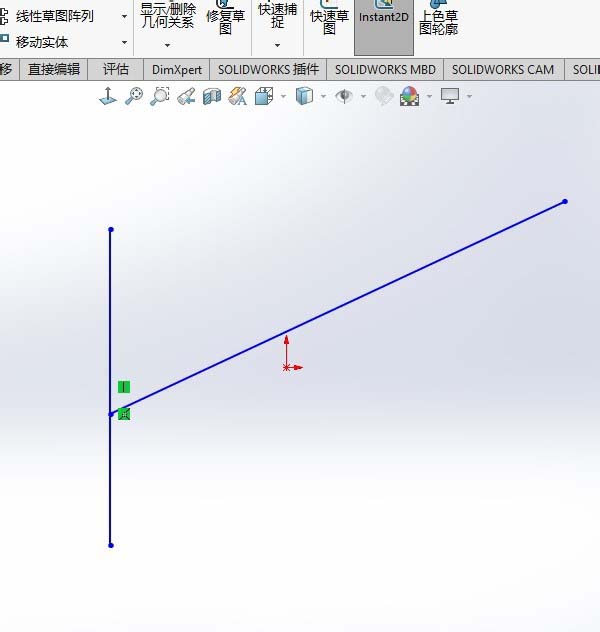 solidworks2018两条线怎么相交?