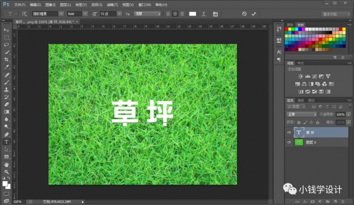 Photoshop制作一款滲透草叢中的特效文字草坪