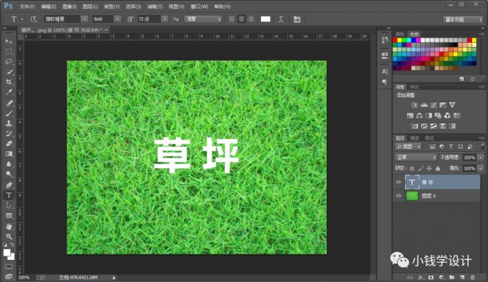 Photoshop制作一款滲透草叢中的特效文字草坪