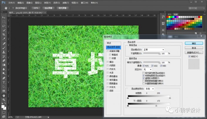 Photoshop制作一款滲透草叢中的特效文字草坪
