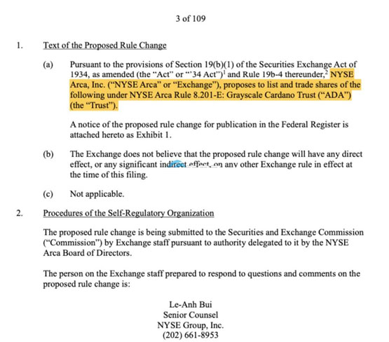 NYSE代表灰度提交Cardano現(xiàn)貨ETF！Solana、XRP也在路上