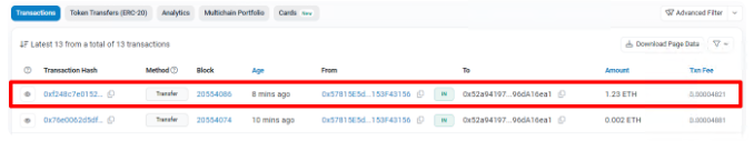 Etherscan 交易歷史記錄