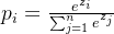 p_i = \frac{e^{z_i}}{\sum_{j=1}^{n} e^{z_j}}