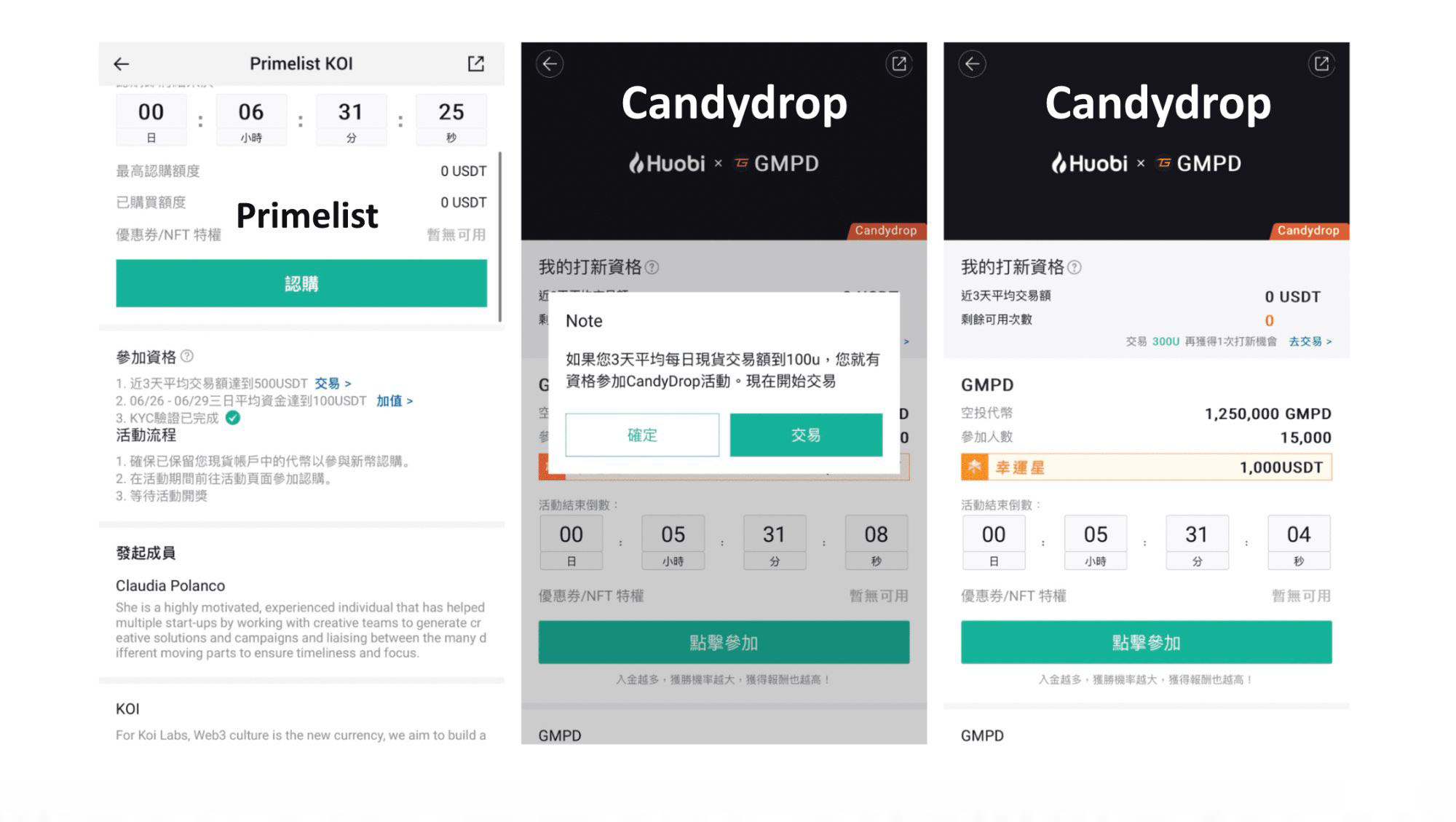 Huobi 火幣IEO Primelist，爆擊致富機會
