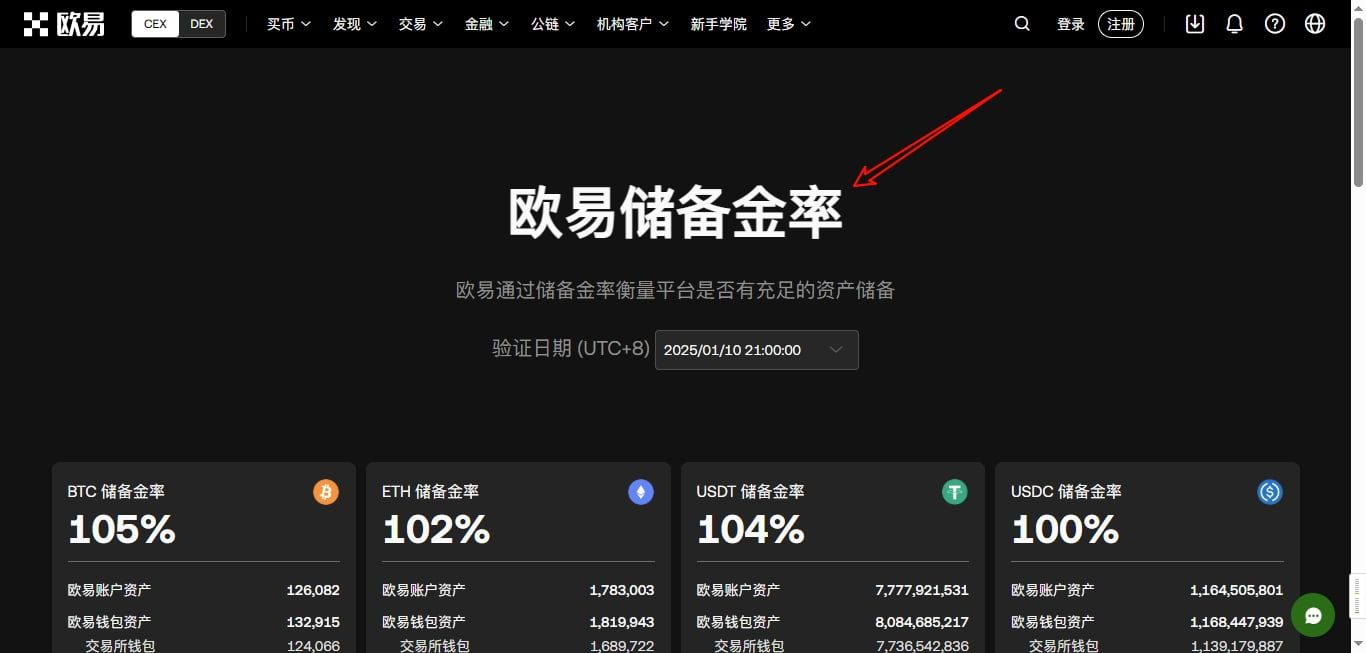 歐易儲(chǔ)備金證明