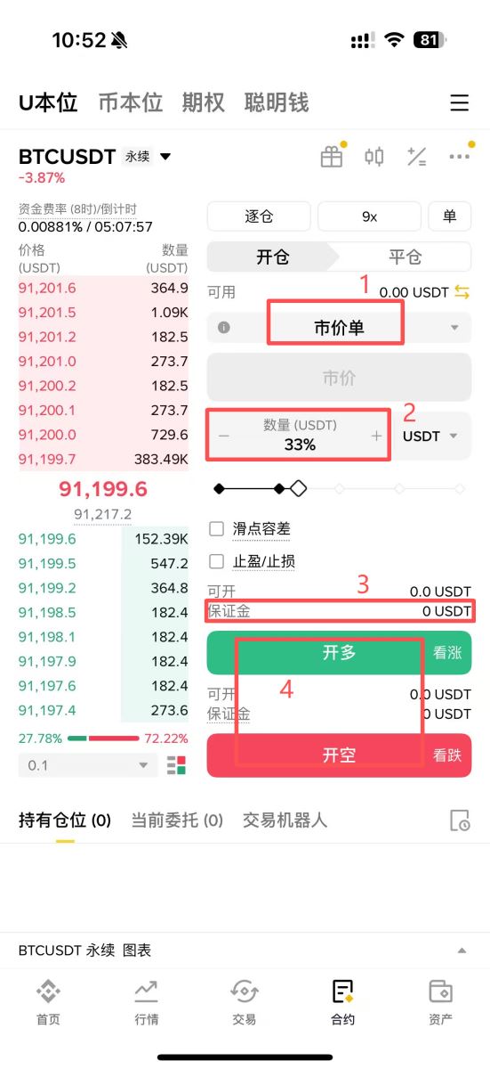 幣安進行永續(xù)合約的做多和做空