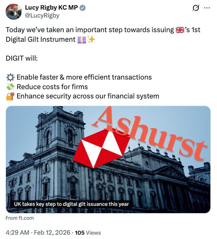 英國(guó)政府委任匯豐銀行代幣化債券試點(diǎn)