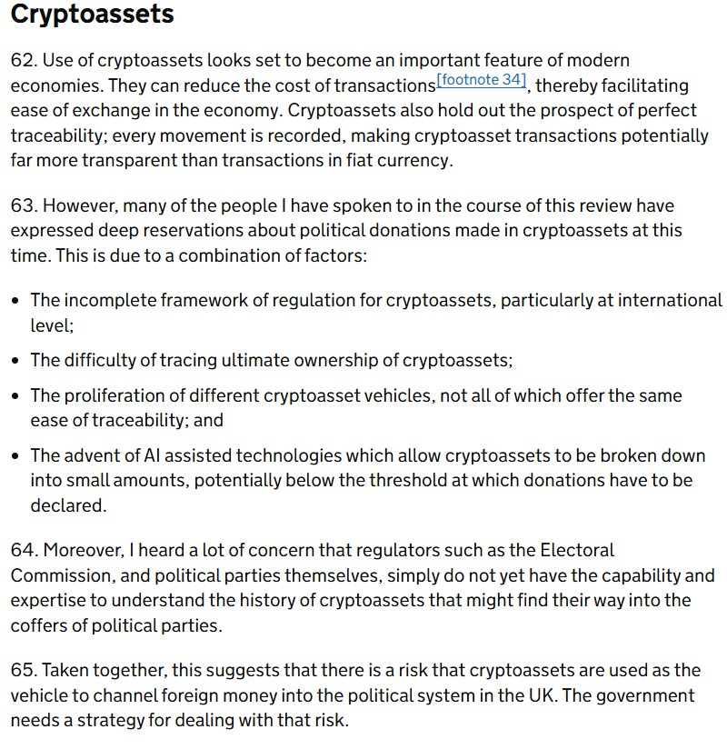 英国审查建议暂停加密货币捐