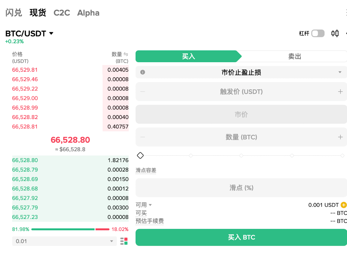 案例1:用USDT买BTC(买入BTC/USDT)