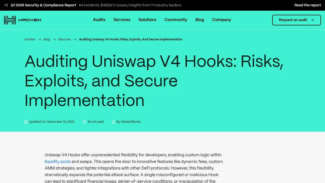 Uniswap V4 Hook风险