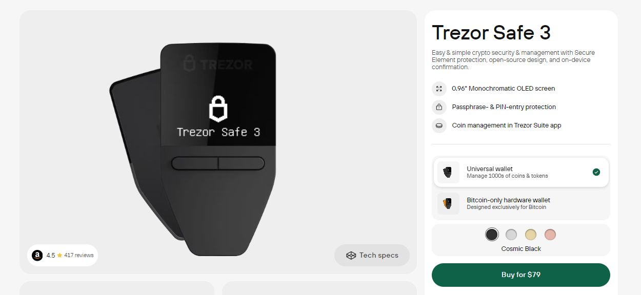 Trezor Safe 3