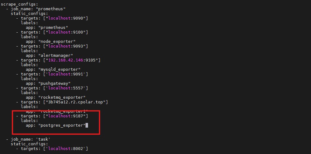 5.配置prometheus監(jiān)控postgres_exporter