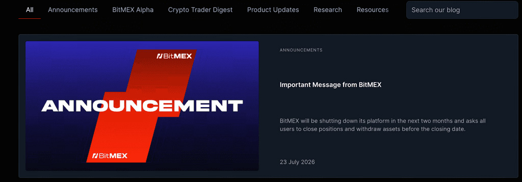 BitMEX将于2026年9月关闭:关键时间线、平仓与提款完整指南