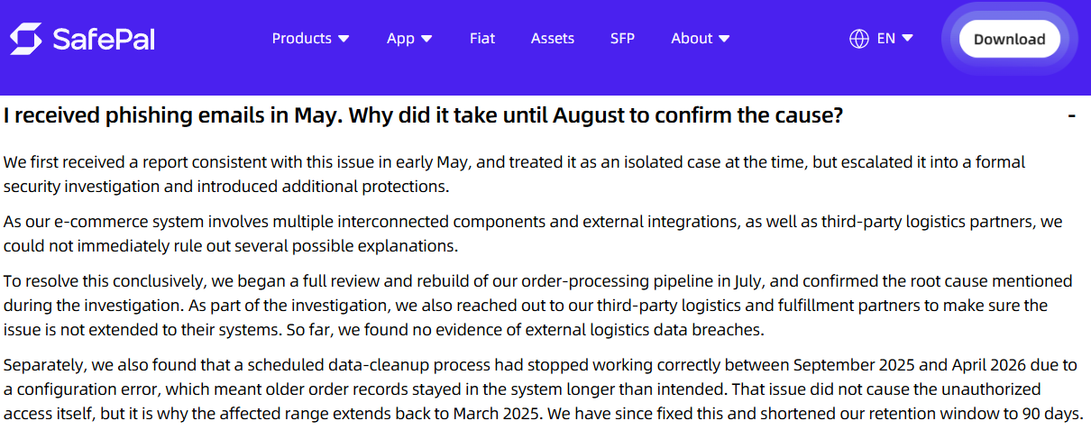 SafePal泄露近4万用户信息