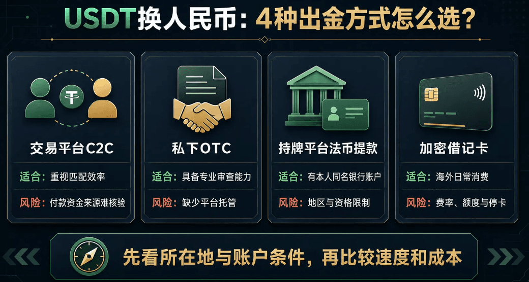 USDT换成人民币的4种路径