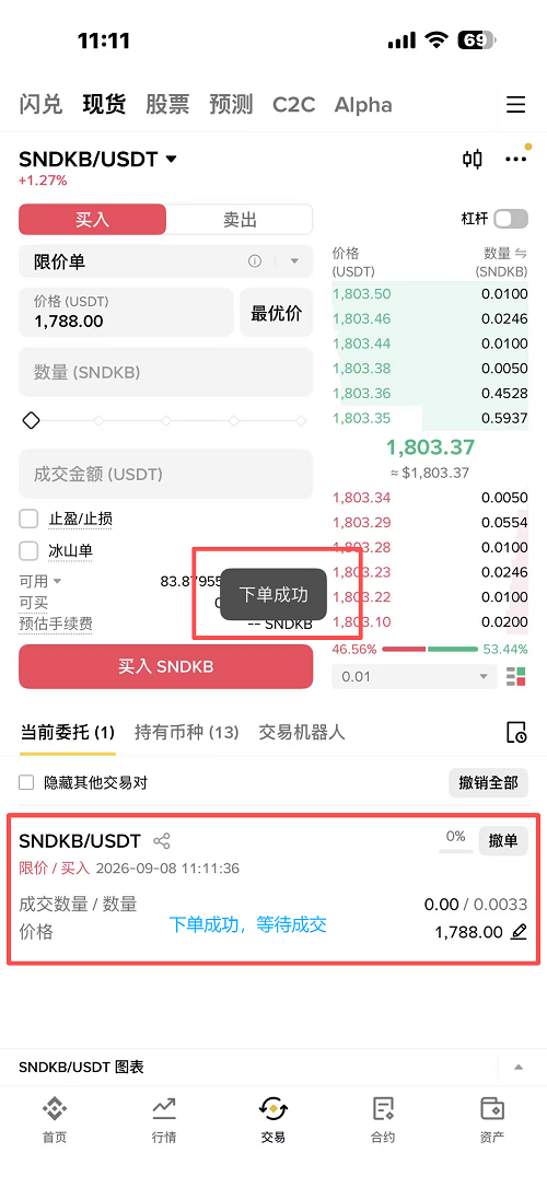 币安购买SNDKB美股代币流程_图6