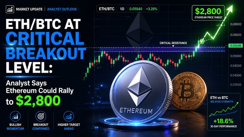 ETH/BTC位于关键突破水平:分析师称以太坊可能上涨至 $2,800