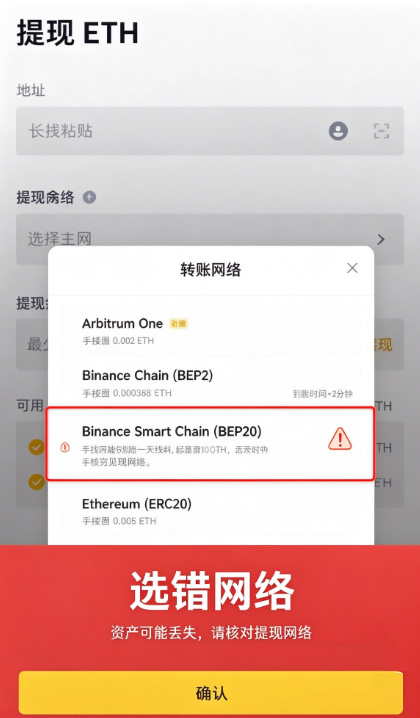 ETH提现选错网络会丢币吗?选错链还能找回吗?2026最新处理教程
