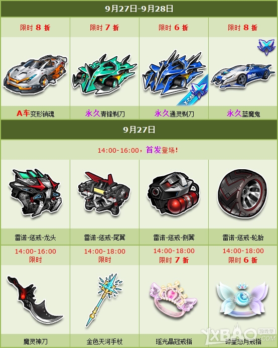 《QQ飞车》9.27-9.28限时秒杀活动介绍